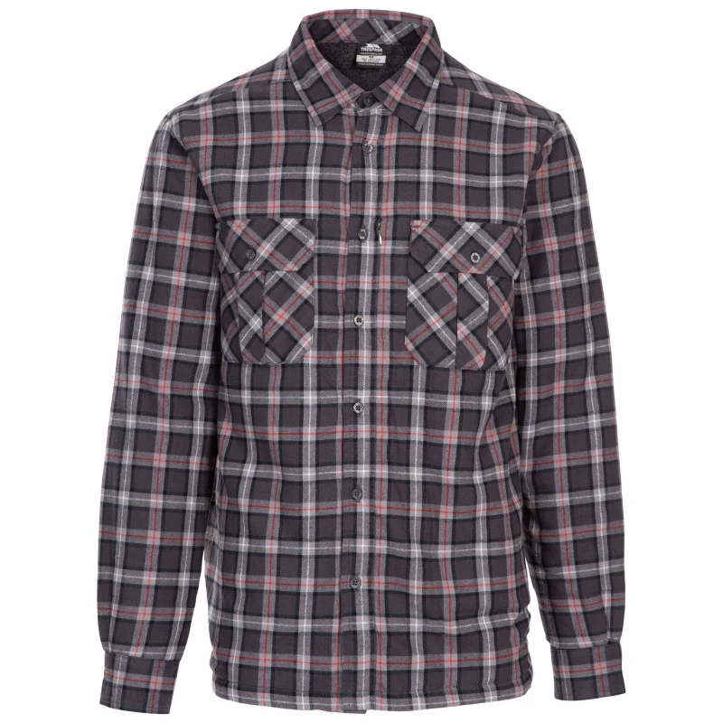Image of Trespass Trespass Men Rapeseed Check Shirt in Dark Grey Size: Medium Dark Grey M Male 5059958260900