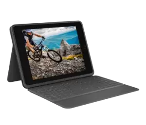 Image of Rugged Folio Ultra-protective keyboard case with Smart Connector for iPad (7th, 8th, 9th and 10th gen) - Graphite EspaA±ol (Qwerty) for iPad (10th gen