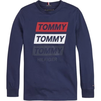 Image of Tommy Hilfiger Triple Long Sleeve T Shirt - Navy C87