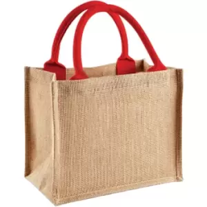 Image of Westford Mill Jute Mini Gift Bag (6 Litres) (One Size) (Natural/Bright Red) - Natural/Bright Red