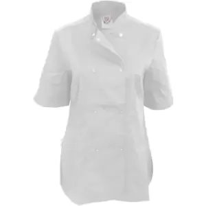 Image of Dennys Womens/Ladies Short Sleeve Fitted Chef Jacket (Pack of 2) (3XL) (White) - White