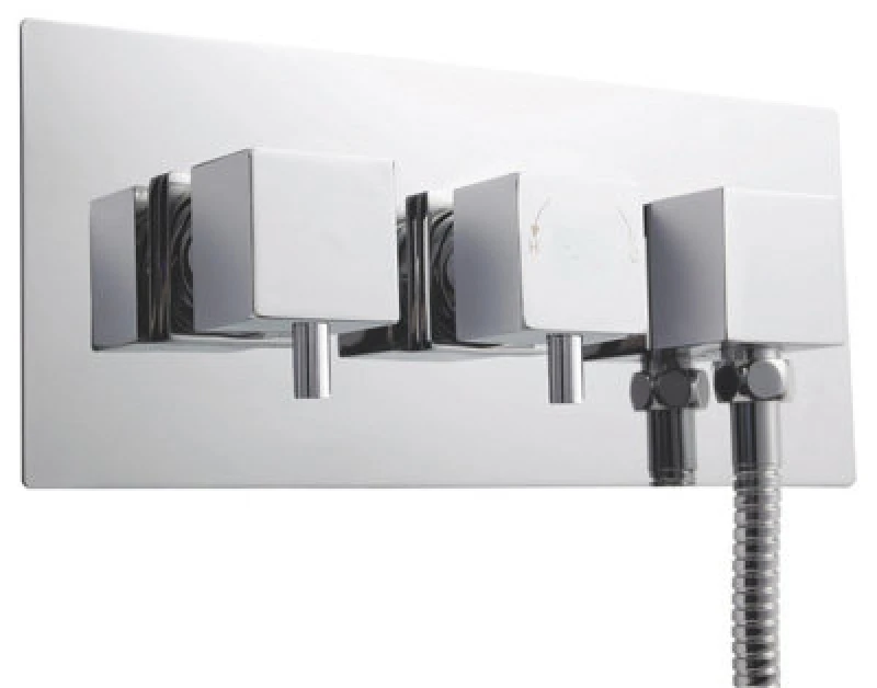 Image of Balterley Concealed Twin Thermostatic Shower Valve With Diverter 1 Outlet Silver