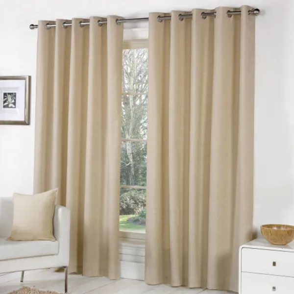 Image of Fusion Sorbonne 100% Cotton Eyelet Lined Curtains, Natural, 66 x 54" - Fusion SNENL66546LUU