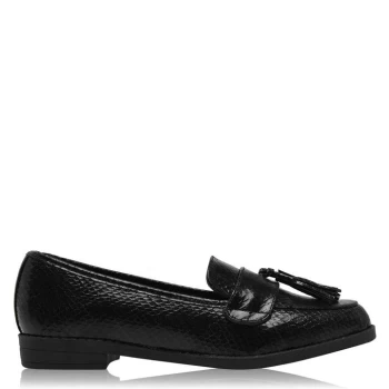 Image of Linea Tassle Loafers - Black Snake
