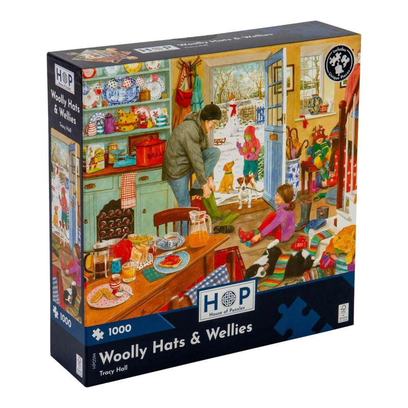 Image of The House Of Puzzles Woolly Hats & Wellies, 1000 Piece Jigsaw Puzzle Multi unisex