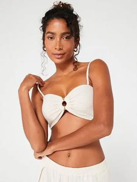 Image of Pieces Raw Cotton Agnes Smock Bandeau Top Stone Female M 213873UK