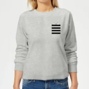 Image of Looney Tunes Taz Stripes Pocket Print Womens Sweatshirt - Grey - S