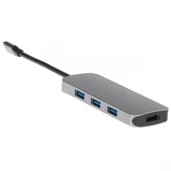 Image of Nikkai USB Type-C to Multi-Port USB-A 3.0 x 3 / HDMI / USB-C / SD / MicroSD Docking Station - Silver