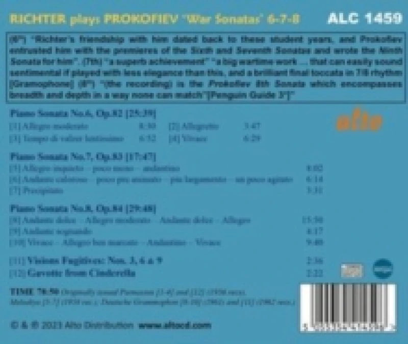 Image of Sviatoslav Richter Plays Prokofiev: 'War Sonatas' Nos. 6-7-8/Visions Fugitives/Gavotte CD / Album