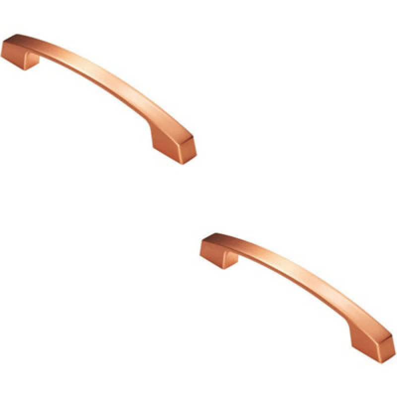 Image of Loops 2x Curved Flat Faced Cupboard Pull Handle 160mm Fixing Centres Satin Copper Copper unisex