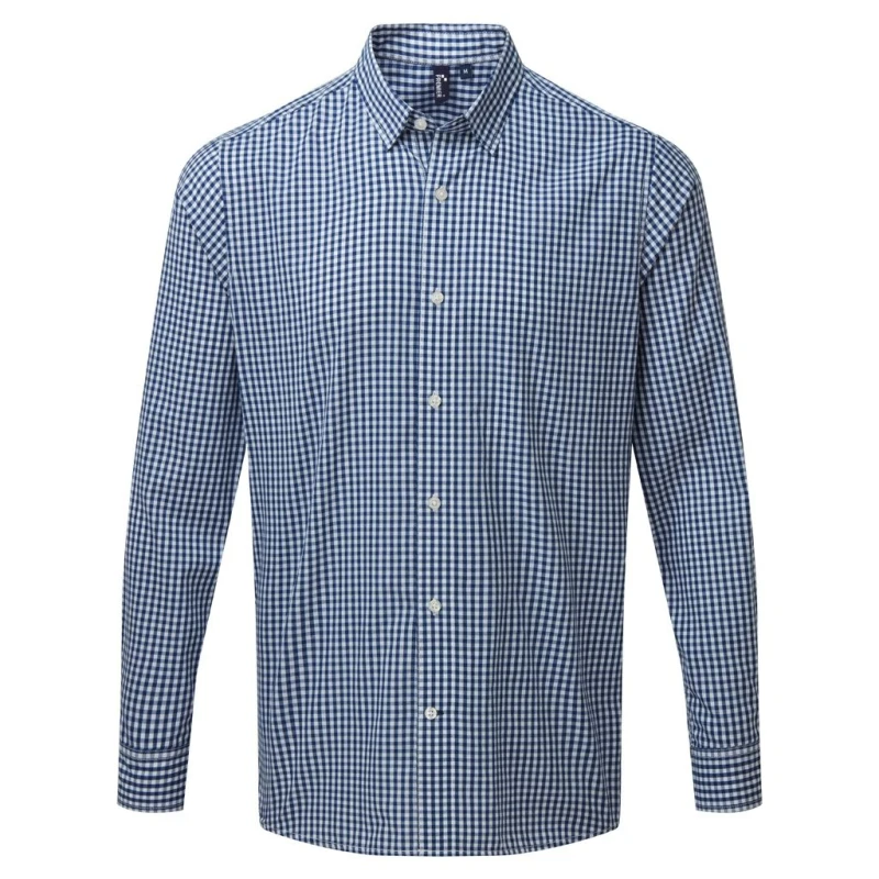 Image of Premier Premier Men Maxton Check Long Sleeve Shirt in Navy Size: Small Navy S Male 5059444608698