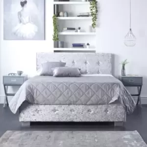 Image of Aspire Side Opening Ottoman Storage in Grey Crushed Velvet Small Double