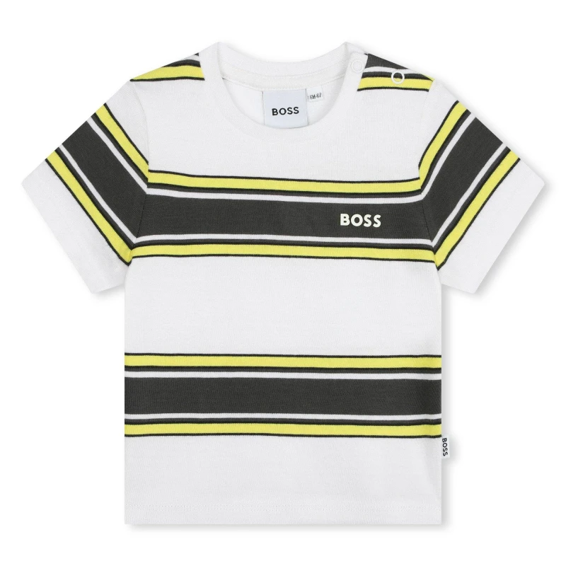 Image of Boss Striped T-Shirt Infants Regular Fit T-Shirts 9M White 29199927075