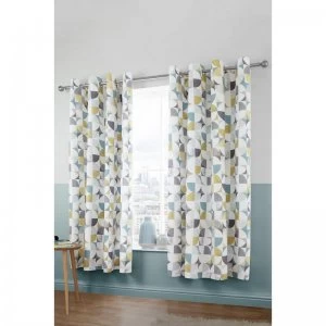 Image of Retro Lined Eyelet Curtains