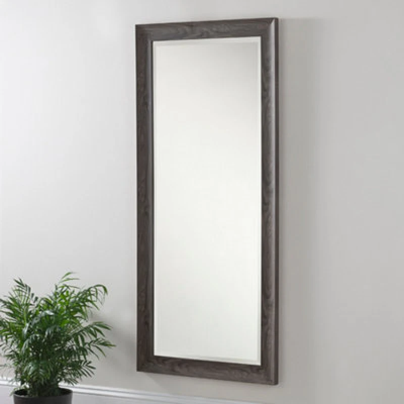 Image of Yearn Mirrors Yearn Mirrors Rustic Grey Wood Effect Scooped Framed Mirror 167.5x76cm in Pale Green Pale Green One Size Unisex 0716053064660