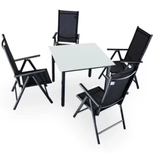Image of 4 Seat Garden Dining Set Bern Anthracite Alu Frosted Glass
