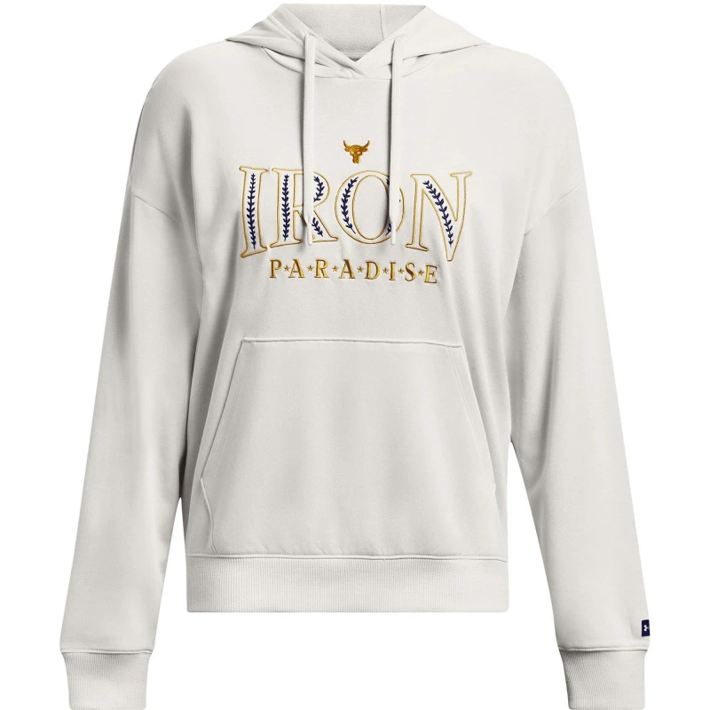 Image of Under Armour Womens Project Rock Everyday Hoodie White Clay female 8 (XS)