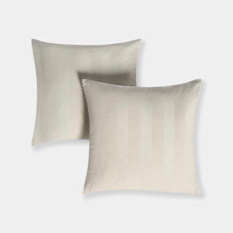 Image of OHS OHS 2 Pack Soft Stripe Velvet Decorative Square Cushion Covers in Cream Size: 45cm x 45cm Cream 45cm x 45cm Unisex 5027434226191
