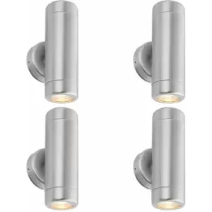 Image of Loops - 4 pack Up & Down Twin Outdoor Wall Light - 2 x 7W LED GU10 - Stainless Steel