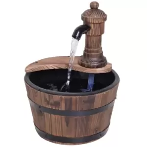 Image of Outsunny Garden Barrel Water Fountain Patio Wood Electric Water Feature With Pump - Brown