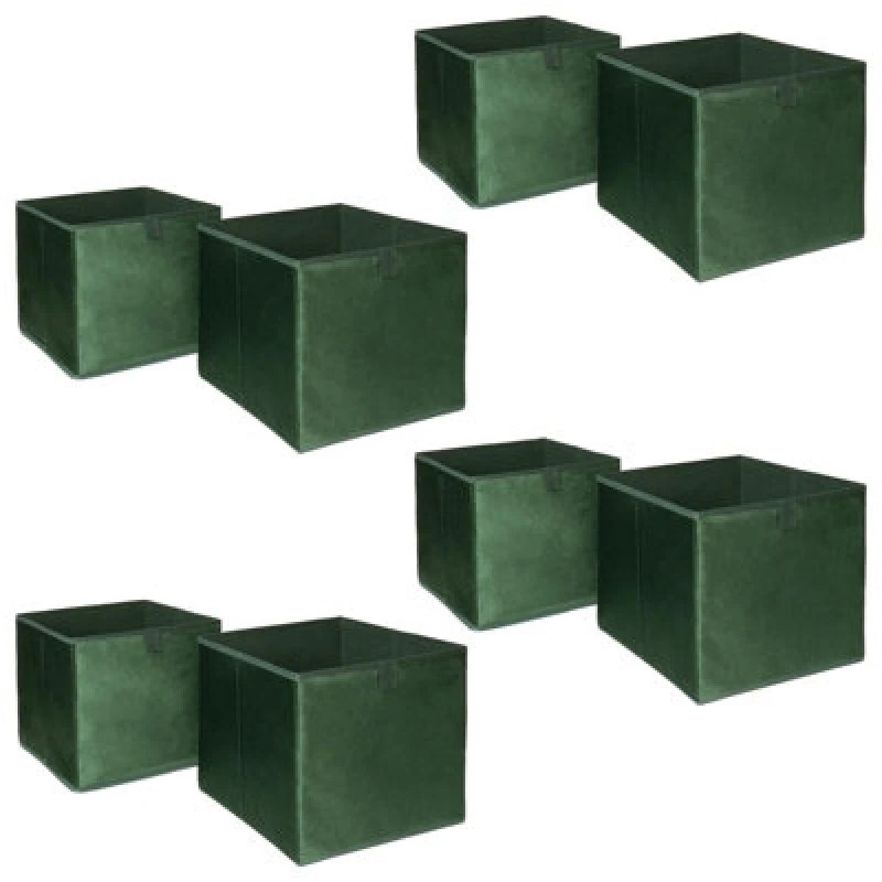 Image of OHS OHS Pack of 8 Matte Velvet Storage Boxes in Dark Green Dark Green One Size Unisex 5027434163168