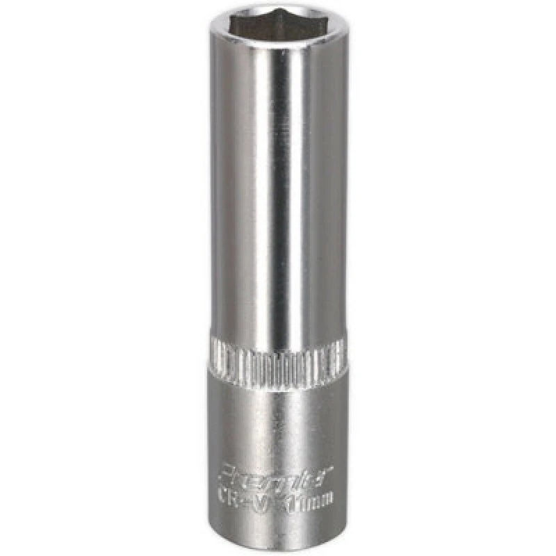 Image of Loops 11mm Forged Steel Deep Drive Socket - 3/8" Square Drive - Chrome Vanadium Socket Metallics