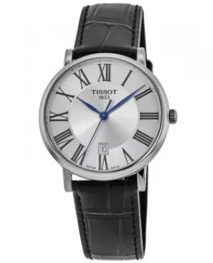 Image of Tissot T-Classic Carson Silver Dial Black Leather Strap Mens Watch T122.410.16.033.00 T122.410.16.033.00
