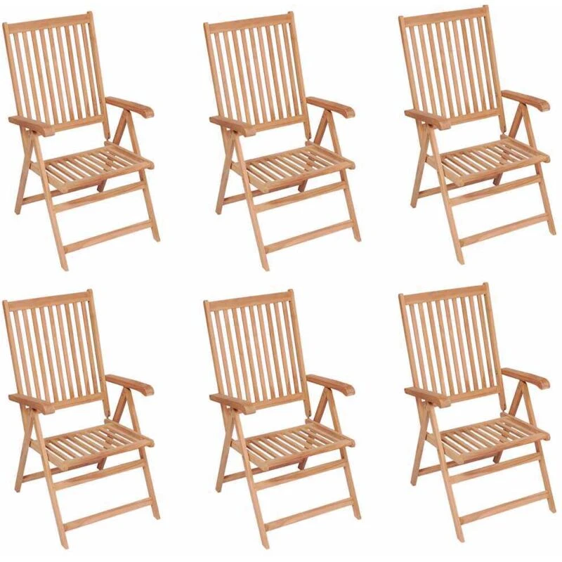 Image of VIDAXL Reclining Garden Chairs 6 pcs Solid Teak Wood Vidaxl 8720286297742