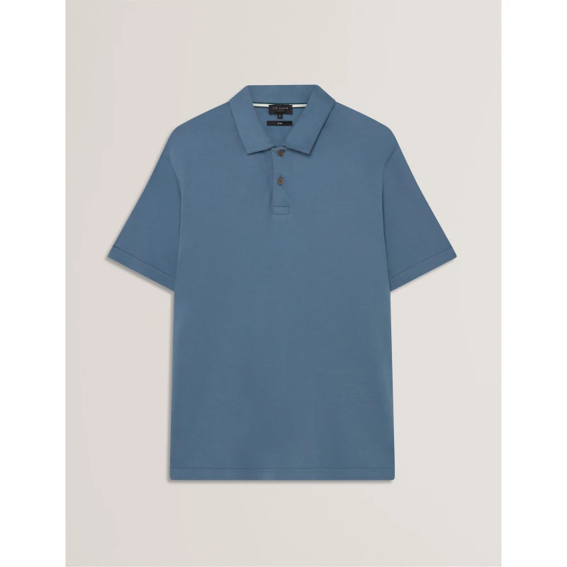 Image of Ted Baker Mens Mercerised Short Sleeve Polo Shirt Blue male M (3)