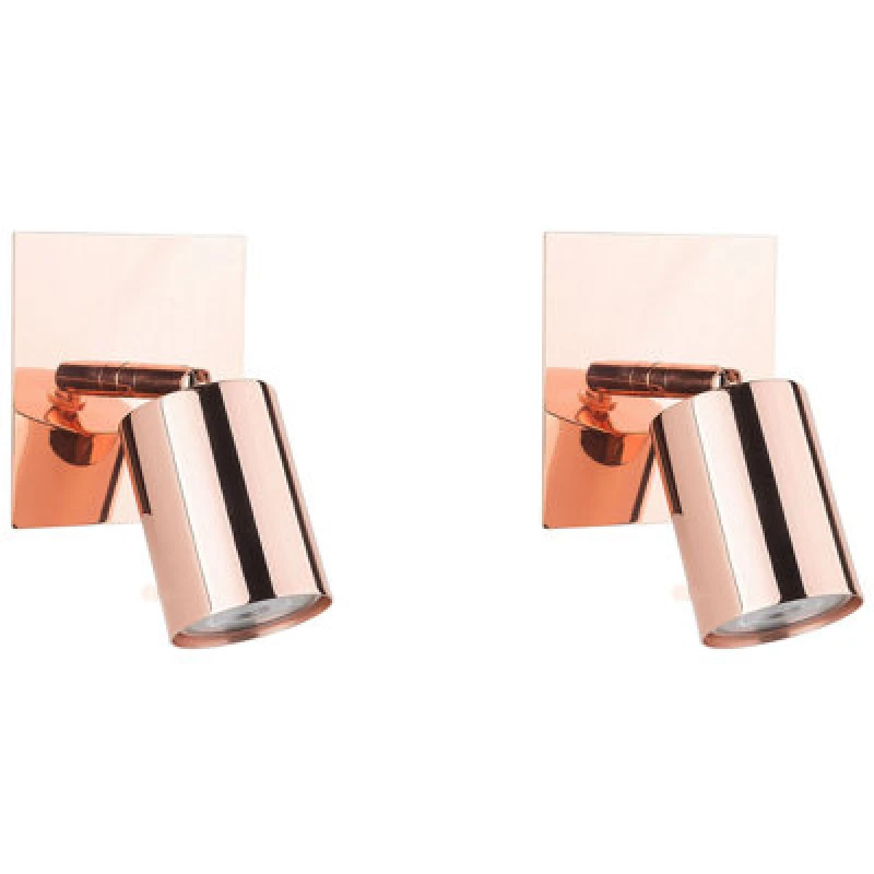 Image of Beliani Set Of 2 Spotlight Lamps Tigris Adjustable Metal Copper
