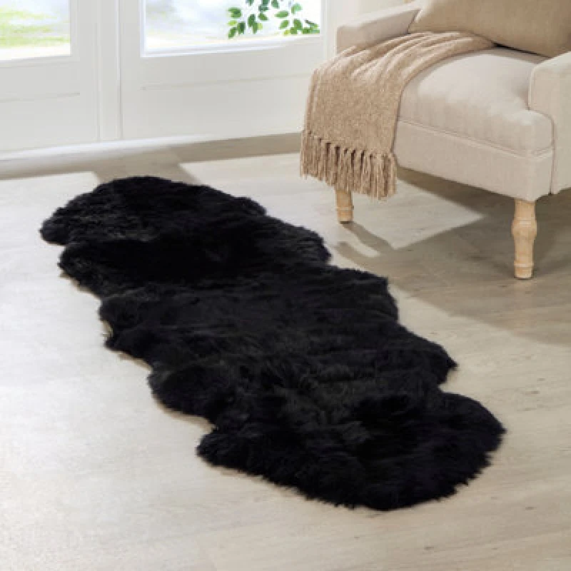 Image of Native Natural Luxurious Double Black Sheepskin Rug