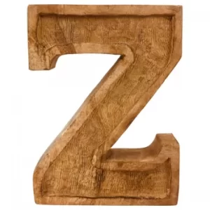 Image of Letter Z Hand Carved Wooden Embossed