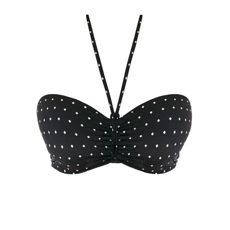 Image of Freya Womens Jewel Cove Bandeau Bikini Top in Black Size: 32D Black Female 32D