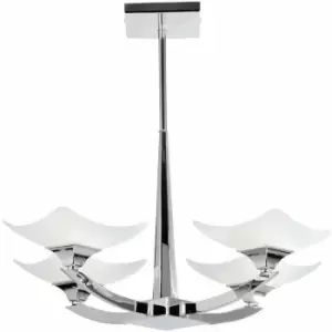 Image of Loops - Semi Flush Ceiling Light Chrome & Scavo Glass 4 Bulb Hanging Pendant Lamp Shade