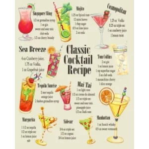 Image of Vintage Metal Sign Classic Cocktail Recipes