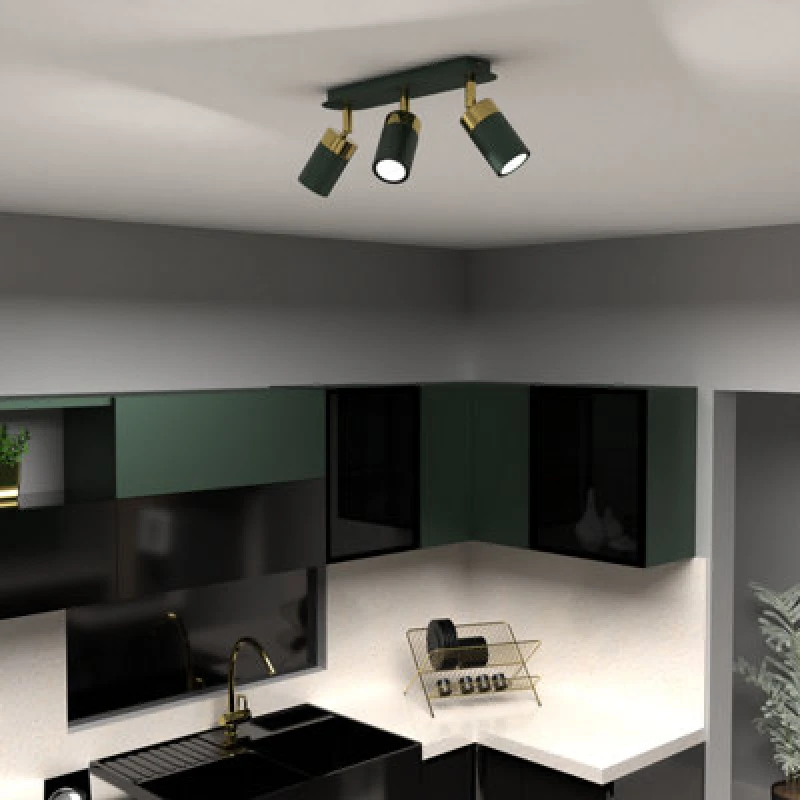 Image of Milagro Ceiling Lamp Joker Green/gold 3Xgu10
