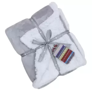 Image of Riva Home Luxe Sherpa Microfleece Throw Polyester Light Grey