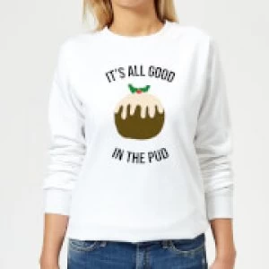 Image of It's All Good In The Pud Womens Christmas Sweatshirt - White - 5XL