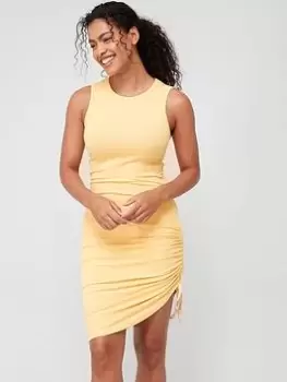 Image of Barbour International Lorimer Ruched Side Midi Dress - Yellow