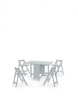 Image of Julian Bowen Savoy 120 Cm Space Saver Dining Table + 4 Chairs - Grey