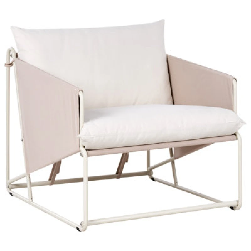 Image of Beliani Garden Chair With Cushion Ponte Metal Taupe