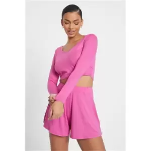 Image of I Saw It First Hot Pink Mix And Match Supersoft V Neck Long Sleeve Pyjama Top - Pink