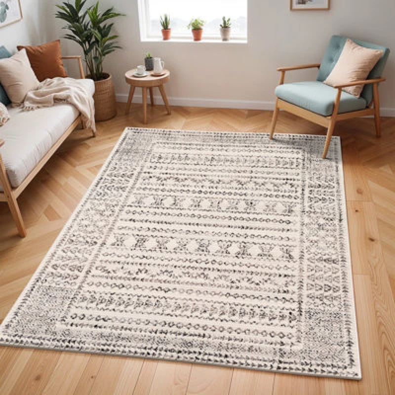 Image of Livabliss Scandi Geometric Light Grey Olimpia Area Rug 130 X 170 Cm - Easy Care, Non Shedding, Ideal For Living Room & Bedroom