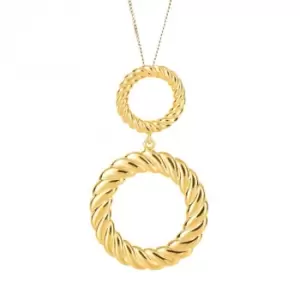 Image of Rope Pattern Open Circle Double Drop Yellow Gold Pendant P5192
