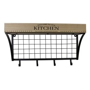 Image of Wall Hanging Kitchen Shelf With Hooks