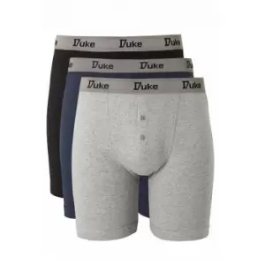 Image of Duke London Mens Driver Kingsize Cotton Boxer Shorts (Pack Of 3) (3XL) (Black/Grey/Navy)