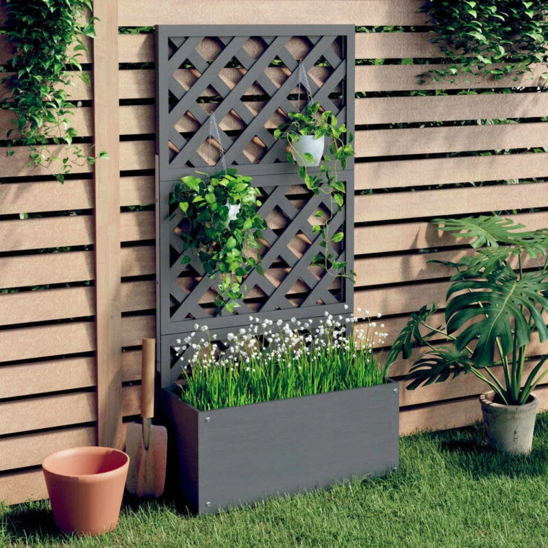 Image of VIDAXL Trellis Planter Grey 65x33x135cm wpc Vidaxl 362577