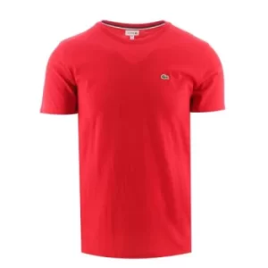 Image of Lacoste Kids Infrared Red Crew Neck Cotton Jersey T-Shirt