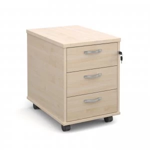 Image of Maestro 25 Mobile 3 Drawer Pedestal With Silver Handles 600mm Deep - Maple