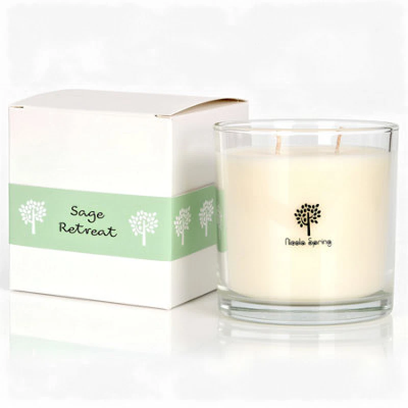 Image of Nicola Spring 400G Soy Wax Candle - Sage Retreat - Double Wick Glass Jar - Herbal Spa Fragrance Long Burn Relaxing Candle